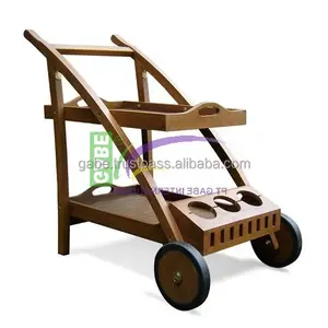 Oregon Teak Wood Trolley With Rubber Wheels