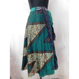 Ocasional das mulheres de seda do vintage saree desgaste envoltório em torno de saia longa bohemian magia vestido bohemian hippie cigana saias