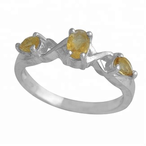 Piedra preciosa de citrino de pera ovalada, anillo de eternidad de Plata de Ley 925, joyería con anillo de moda Chapado en plata para regalo de boda - Product Image 2
