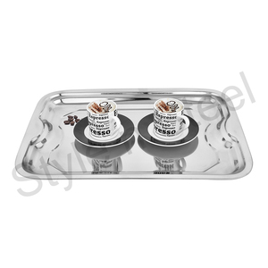 Plateau de service personnalisé pour restaurant Plateau à capsules Plateau de service en métal en acier inoxydable pour restauration rapide Plateau de service ovale antidérapant - Product Image 4