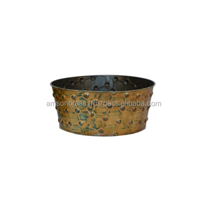 Juego de 3 macetas en relieve de forma redonda con mango lateral maceta de hierro de Metal de alta calidad para la decoración del suelo del hogar - Product Image 3