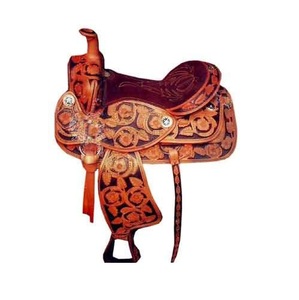 Premium Genuine Leather Drum Dyed <b>Brown</b> Fiber Tree Western Saddle 10"-18" Size for Horse Racing and Riding - Product Image 3