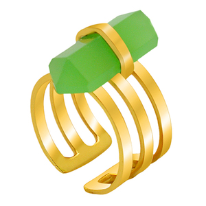 Forme de boîte Prehnite calcédoine pierre précieuse bague en argent Sterling 925 bague réglable bijoux en spirale bague à la mode à la mode pour les femmes - Product Image 2