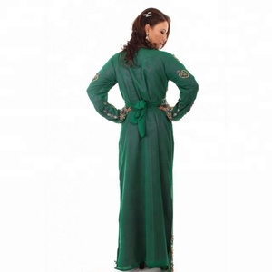 Haute qualité Georgette lourd cristal perlé travail marocain vert mariage caftan pour les femmes robe islamique dubaï caftan - Product Image 4
