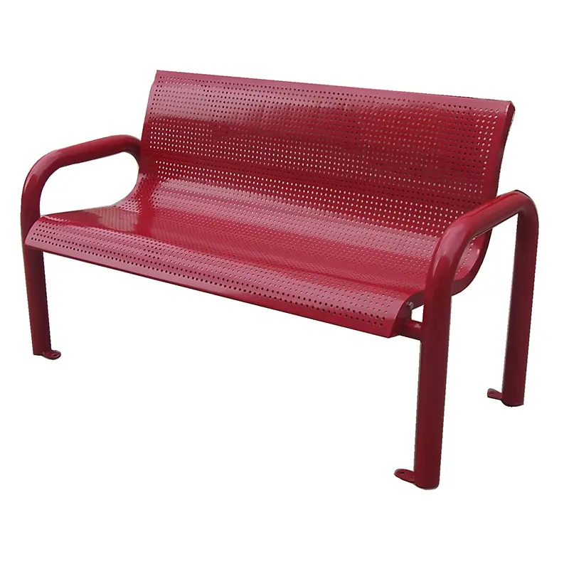 ออกแบบเฟอร์นิเจอร์สวนระดับไฮเอนด์ขนาดใหญ่ที่ทันสมัยโลหะสีแดงกลางแจ้งลานนั่งม้านั่ง