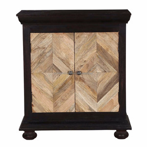 Moderne rustique européen traditionnel solide manguier chêne finition 2 tiroirs table de chevet pliable chevet chambre meubles maison - Product Image 2