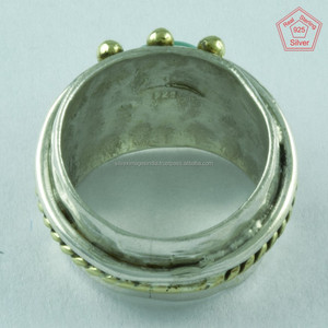 แหวนพลอยเทอร์ควอยซ์ธรรมชาติเครื่องประดับเงินสเตอร์ลิง925ขนาดใดก็ได้ - Product Image 4