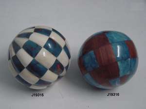 Bolas decorativas de mosaico con incrustaciones de hueso azul blanco y azul de madera de alta calidad disponibles en todos los tamaños y colores a precio al por mayor - Product Image 4