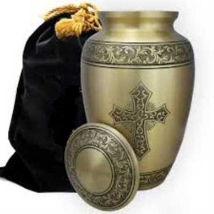 Croix d'or royale gravée métal commémoratif laiton/aluminium adultes cendres funérailles humaines urnes de crémation Style américain/européen - Product Image 4