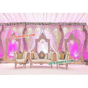 ไม้แกะสลักเวทีแต่งงานไม้นกยูงเสาเวทีแต่งงานไม้หงส์เวที - Product Image 1