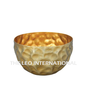 ชามตกแต่งทรงกลมลายตอกสีทอง ทำจากสแตนเลส งานแฮนด์เมด ระดับพรีเมียม - Product Image 1