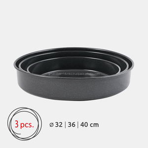 Eco Friendly Round Enamel <b>Baking</b> Tray <b>Set</b> of 3 32-40cm Diameter Suitable for Oven - Product Image 1