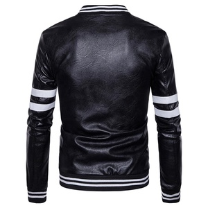 Chaqueta de Cuero con Cierre de Cremallera, Chaqueta Bomber de Béisbol, Chaqueta de Béisbol de Cuero para Hombre - Product Image 6