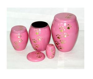 แจกันใส่เถ้ากระดูกทองเหลืองเคลือบเงาสำหรับสัตว์เลี้ยงลายเพ้นท์สีสันสดใสอุปกรณ์งานศพสไตล์พิมพ์ลาย - Product Image 1