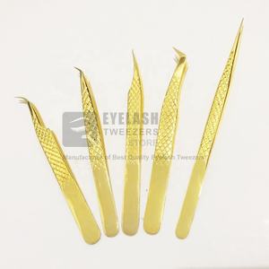 แหนบต่อขนตาปลอมชุบทอง24K ทำจากสแตนเลสออกแบบโลโก้ได้ตามต้องการ - Product Image 2