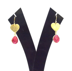 Pendiente de aro de piedras preciosas de rubí de plata de ley a la moda teñido con chapado en oro forma de pera joyería facetada encanto regalo para ella - Product Image 6