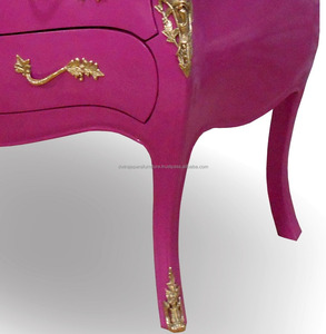 เฟอร์นิเจอร์ฝรั่งเศสทาสีอินโดนีเซีย - ตู้ลิ้นชักสีชมพูแบบบอมเบย์ - Product Image 6