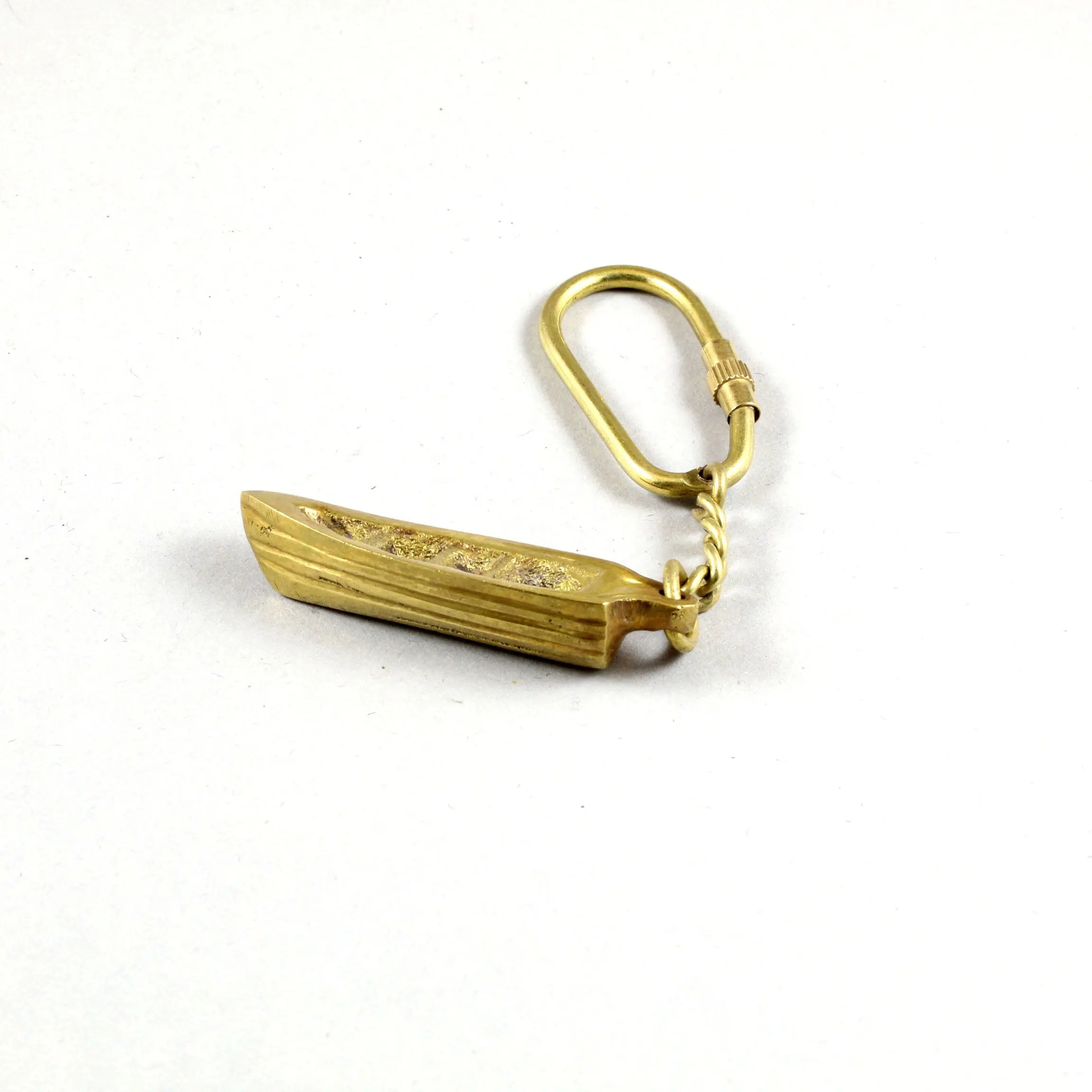 Brass Nautical Small Mini Boat Keychain Keyring KeyHolder with Brass Loop Gift item