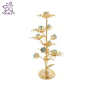 Fleur plaquée or 24K avec cristaux, 1 pièce, cristaux - Product Image 2
