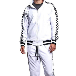 Veste pour hommes à rayures latérales et à fermeture éclair, survêtement à ceinture avec cordon de serrage, costumes de survêtement chauds en polaire, nouvelles combinaisons de fitness - Product Image 1