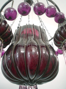 โคมไฟระย้าเพดานสีม่วงทรงลูกแพร์หรูหราทำจากแก้ว B104มีฟังก์ชันให้แสงสว่าง - Product Image 4