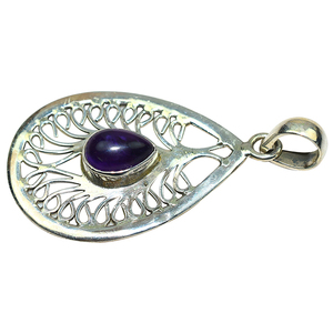 Colgante de amatista en forma de pera para mujer, de Plata de Ley 925, joyería de plata de último diseño, novedad - Product Image 4