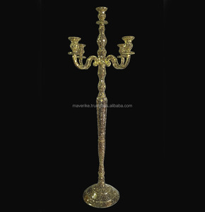 Candelabro Alto de Metal con 9 Brazos y Mosaico Dorado Antiguo para Decoración de Bodas, Eventos y Fiestas, Centro de Mesa, Candelabro de Pie - Product Image 3