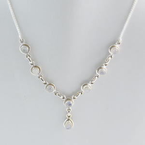 Collar de piedras preciosas de piedra lunar de arcoíris de Plata de Ley 925, joyería - Product Image 1