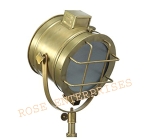 Lampe sur pied vintage en bois brun réglable, style nautique antique, projecteur pour la décoration de la maison, du bureau, éclairage d'angle - Product Image 2