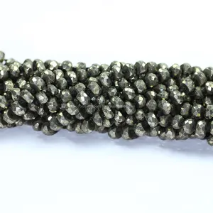 Perles rondes en pierre de pyrite en cristal à facettes en gros pierres de guérison en vrac cristaux naturels à facettes - Product Image 1