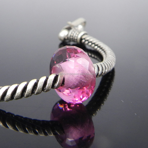 Perles rondes facettées en hydro rose 14x8x5mm, pierres précieuses en vrac, perles à gros trous - Product Image 2
