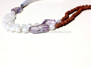 สร้อยคอมือปมาลากำมะนาวิกมูนสโตนพร้อมพู่ผ้าไหมและไข่มุกของขวัญสำหรับลูกปัดสวดมนต์ - Product Image 4