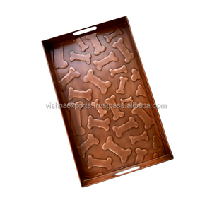 Classic Copper Boot <b>Tray</b> Bone Embossed Design Rectangle Metal Pet Serving <b>Storage</b> <b>Tray</b> Featuring Carved Technique for Living - Product Image 1