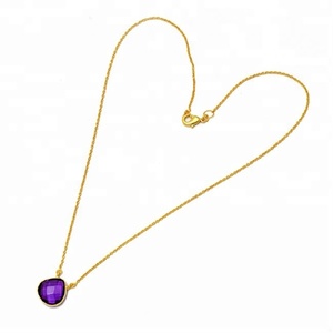 Collier à breloques classique en améthyste de poire plaqué or en argent Sterling 925 de bonne qualité - Product Image 3