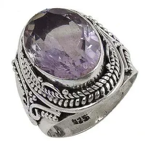 最新时尚最新天然紫水晶宝石女性礼品珠宝银925纯银女性时尚可堆叠戒指