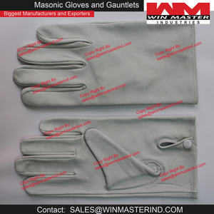 Guantes WinMaster Winter Masonic Regalia White Genuine Leather - Product Image 4