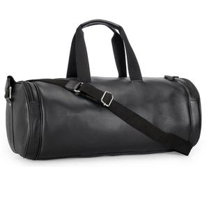 Sac polochon de couleur noire en cuir pur pour salle de sport - Product Image 1