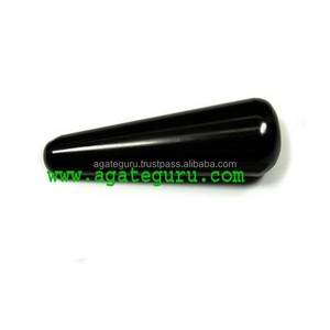Varitas de masaje suaves de ágata negra Piedra de alto grado - Product Image 1
