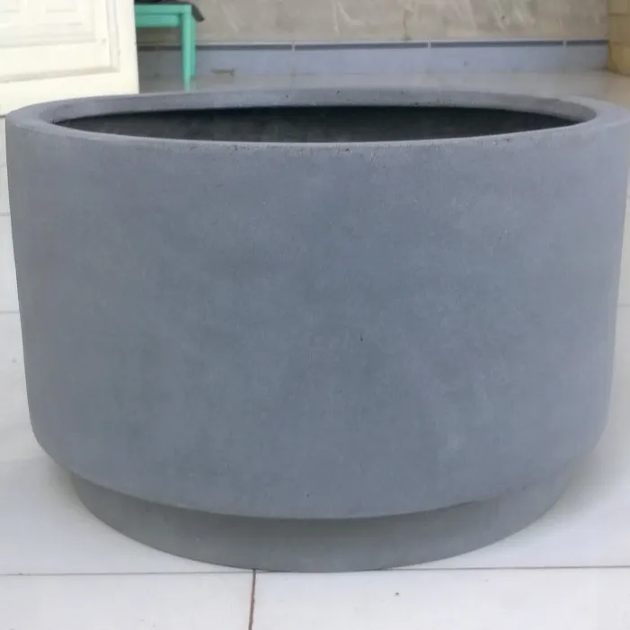 Ecova-macetas de piedra de fibra con base de soporte de acero, podio bajo