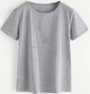 Venta al por mayor personalizado señoras camiseta negro moda Casual liso camiseta con botón Decoración elegante impresión ropa de mujer - Product Image 1