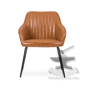 Silla de bañera de cuero genuino de diseño moderno, muebles de acento de cuero Artificial para comedor para cocina, sala de estar, restaurante, uso - Product Image 2