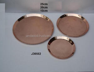 จานโลหะทรงกลมขัดเงาแบบกระจก สีทองแดง ภาชนะทองแดง จานทองแดงสำหรับใส่เทียนและตกแต่งบ้าน - Product Image 2