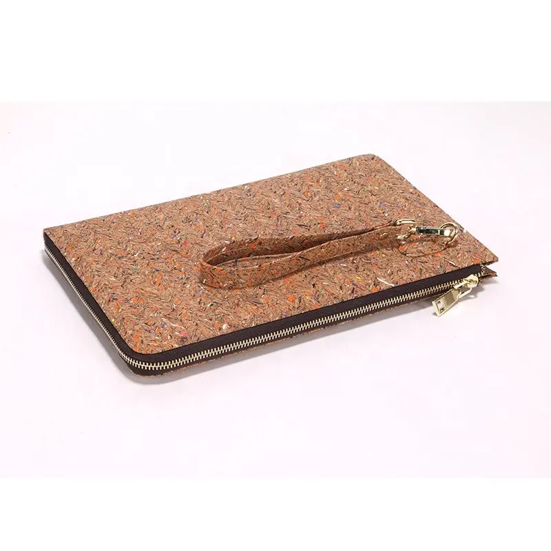 Hot-selling custom full printing cork wristlet wallet 100% Eco-friendly Biodegradable cork Wrist Bag Wood cork bark purse