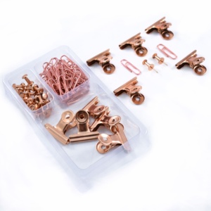 Clips de papeterie Vintage super cool, 1 pièces, série nostalgique, couleur or Rose, pack de lieurs de papier assortis, épingles dans un plateau de rangement, papeterie - Product Image 4