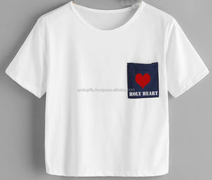 OEM/ODM Design Ladies <b>Slim</b> <b>Fit</b> <b>T</b>-<b>Shirt</b> Wholesale Undyed Tri Blend Premium Cotton Fine Quality with Hole Decoration Denim Fabric - Product Image 3