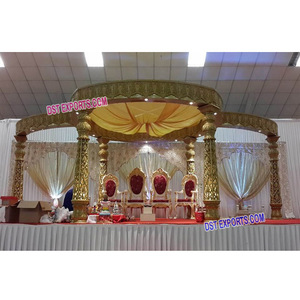 Boda India Maravilloso Dorado Tallado Mandap Mejor Boda Mandap Diseños Matrimonio Real Mandaps Australia - Product Image 1