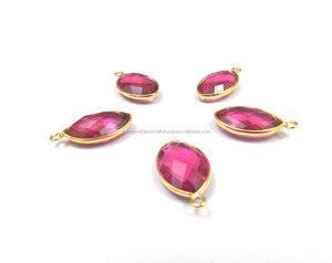 Rubí Cuarzo Piedra preciosa Moda Marquesa Forma Chapado en oro Bisel facetado Conector Fianza única Joyería hecha a mano Hallazgos - Product Image 4