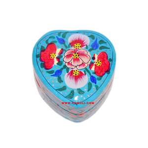 Écologique turquoise en forme de coeur en gros souvenir boîte à bijoux Inde - Product Image 1