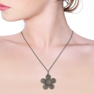 Pendentif en argent Sterling 925, flottant naturel, motif Floral, cadeaux pour elle - Product Image 3