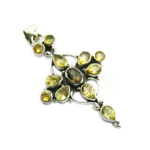 จี้ไม้กางเขนอัญมณีซิทรินดีไซน์ล่าสุด925เงินสเตอร์ลิงจี้เครื่องประดับชั้นดีและผู้ผลิต - Product Image 1